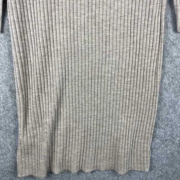 Eileen Fisher Scrunch Neck Dress Women Medium Beige Regenerative Wool NEW Flaw - Picture 12 of 14